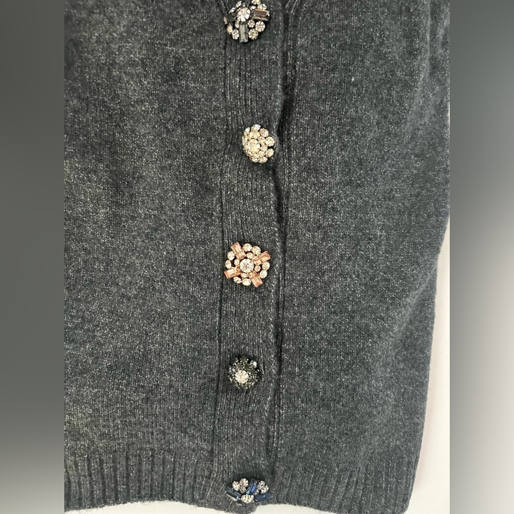 CeCe Charcoal Gray Embellished Button Cardigan – Soft Knit V-Neck Sweater SZ: S - Picture 8 of 14